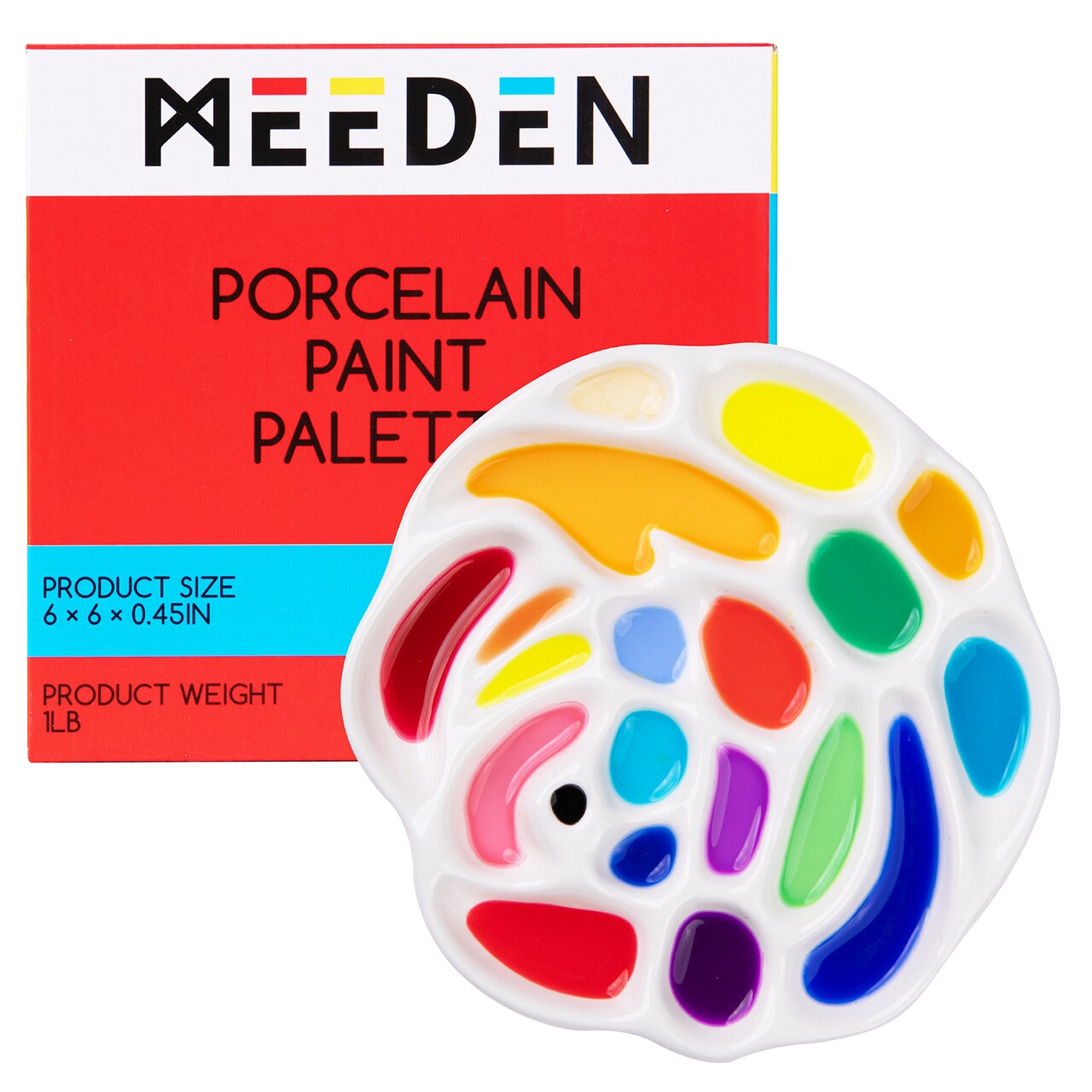 MEEDEN Porcelain Paint Palette, Ceramic Watercolor Pallet Mixing Tray, Rose Shaped Design